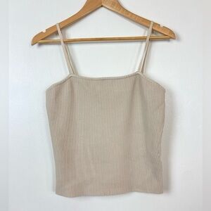 HOUSE OF HARLOW NUDE RIBBED CROPPED TANK TOP